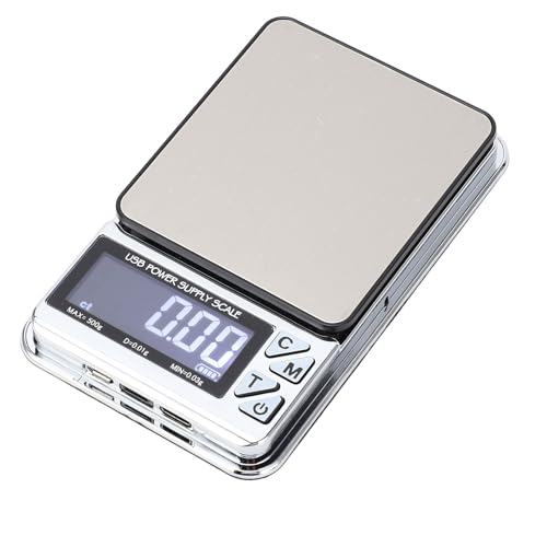 Báscula digital de miligramos, 500 g 0,01 g 7 unidades Báscula de joyería de bolsillo con carga USB Balanza electrónica multifuncional Escala digital para alimentos en polvo