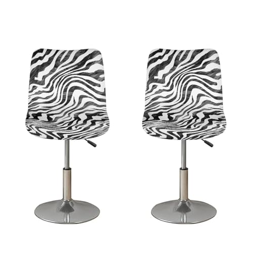 Sellikakes Soft Bar Stool Slipcovers Dust-Proof Zebra Skin Print Bar Stool Seat Dust Covers Stretchy Bar Stool Covers with Elastic Band Set of 2 (Black&White)