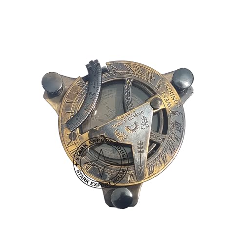 Brújula Sundial de Latón Negro Antiguo 3 Pulgadas con Caja de Madera miniatura 4