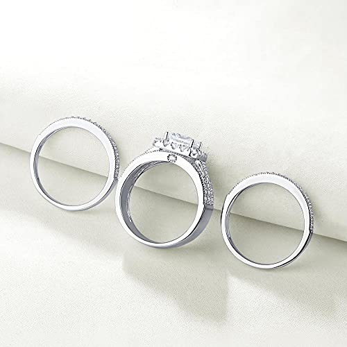 Bagues de mariage en argent 925 avec zircon coupe princesse d'exception - 2