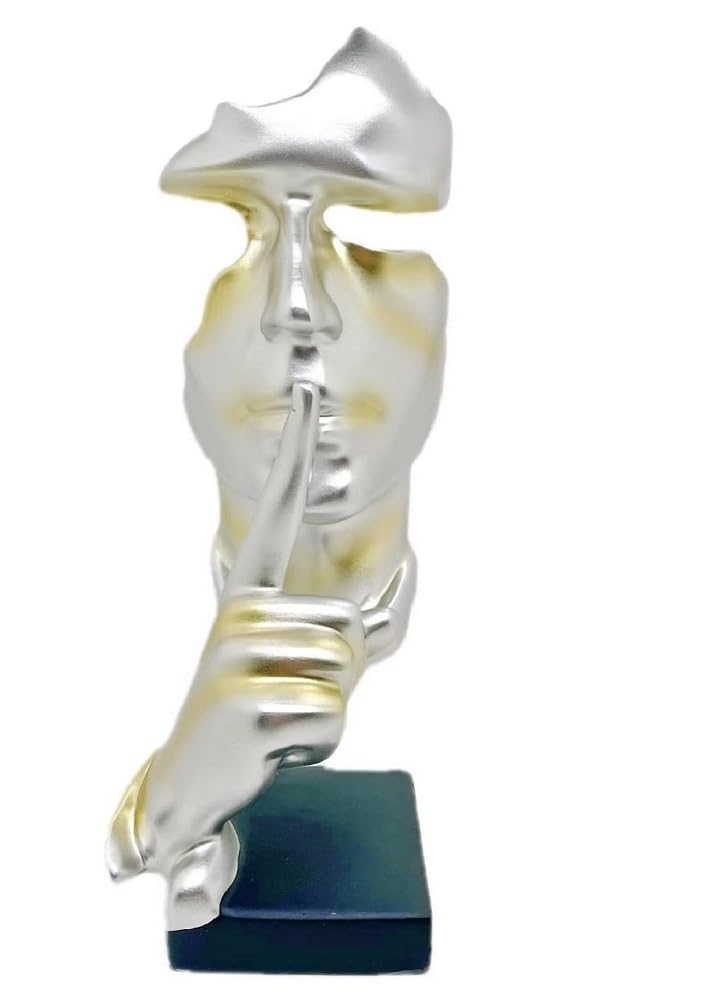 SMRTHMRT Creative and Abstract Men Figure Statues Sculptures,Keep Silence Figurine,The Thinker Statue and Sculpture for Home Living Room Table Decoration,Office Desk Decor 11.8" inches Tall