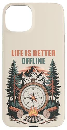 Life is Better Offline ? Camping & Hiking Outdoors Nature �X�}�z�P�[�X iPhone 15 Plus �p
