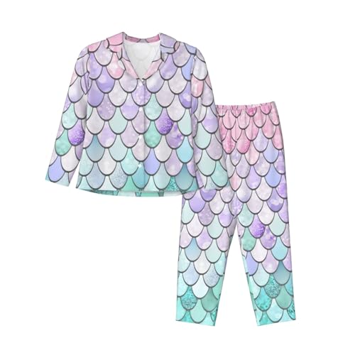 Pyjama à manches longues pour femmes ensemble sirène rose et violet homewear
