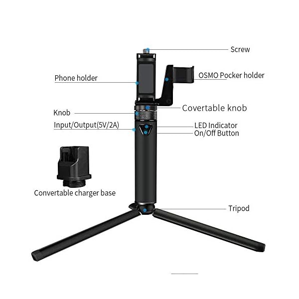Smatree Tragbarer Ladestation mit Stativ für DJI OSMO Pocket 2/DJI OSMO Pocket, Smartphone-Halterung, Zubehör für OSmo Pocket und Smartphone – Bild 3