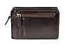 Mens Wrist Leather Bag Double Zip Top Clutch Mobile Money Cab Travel Organiser Pouch HLG820 Brown #1