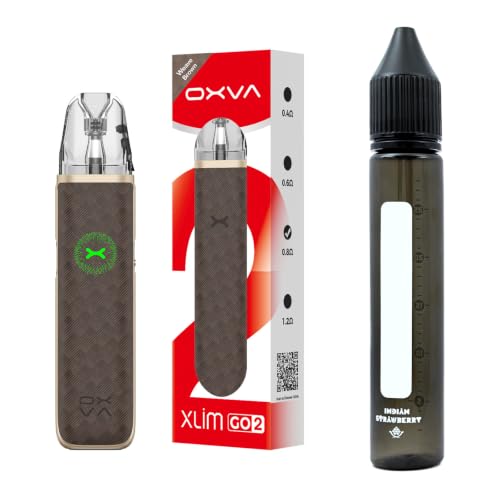 OXVA XLIM GO 2�bIndian Strawberry ���j�R�[���{�g��1�{�t���iWeave Brown�j | 3 ml ���f���A1500mAh�o�b�e���[���ځA�{�^������Ȃ��b�ȒP����