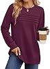 WIHOLL Womens Sweatshirt Crewneck Long Sleeve Shirts Loose Fit Pleated Front Tops Fall Fashion #1