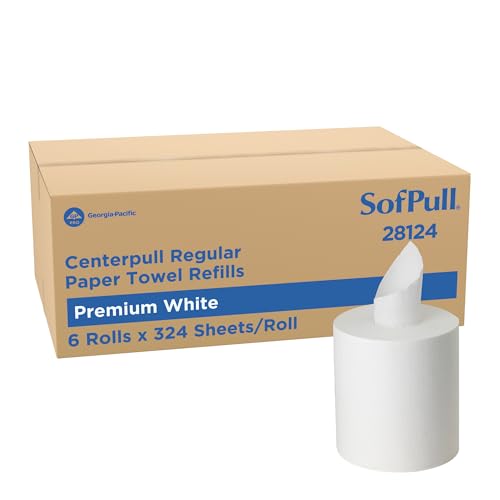 SofPull Centerpull Regular by Georgia-Pacific PRO Premium Paper Towel Dispenser Refills White 324 Sheets Per Roll 6 Rolls Per Case 28124