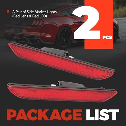 HECASA Side Marker Light Compatible with 2015-2023 Ford Mustang Rear Side Marker Lamp Reflector Left & Right Replacement for FR3Z15A201A FR3Z15A101A Red Lens & Red LED by HECASA - Used condition - Image 8