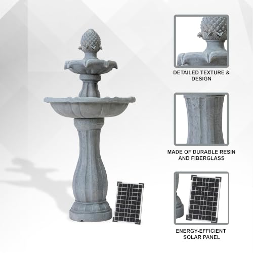 Image of XBrand 44'Inch Solar 2-Tier Outdoor Fountain with Panel and Pump, White