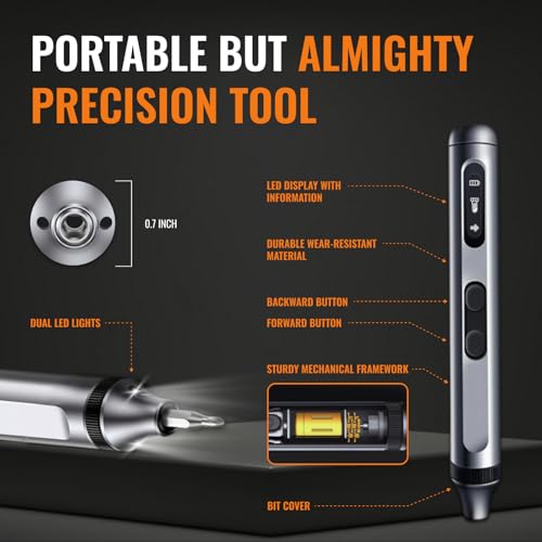 Image of Precision Electric Screwdriver 52-in-1 Kit | Cordless Mini Power Driver for Electronics, PC & Laptop Repair | Compact Rechargeable Automatic Tool Set with Magnetic Bits
