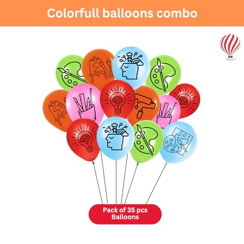 Image of HK balloons 30Pcs Gold White Black Printed Birthday Decoration Item Celebrations inchHappy Birthday inch Printed Balloons for Kids Party Decoration (Art Printed Balloons Pack Of-30) Rubber