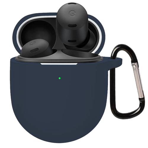 BUITFOU Pixel Buds Pro ケース Google Pixel Buds Pro 保護カバー柔らかい シリコン製 落下防止 キズ防止 耐衝撃 防塵 軽量 装着充電可能 カラビナ付き 紛失防止(ブルー)