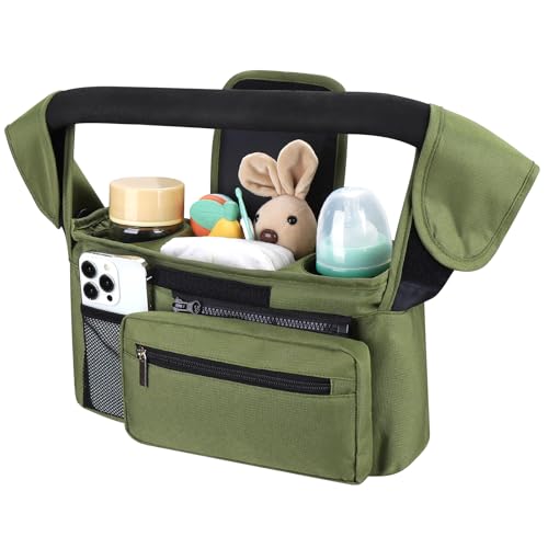 Image of Accmor Universal Stroller Organizer with Insulated Cup Holder Detachable Phone Bag and Shoulder Strap,Stroller Bag Caddy Organizer Fits for Uppababy, Baby Jogger, Britax Strollers