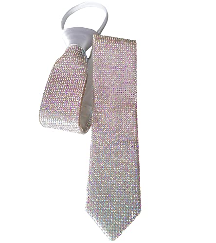 BOMJJOR Corbata de diamantes de imitación para hombre, corbata ajustable con diamantes artificiales brillantes para mujer, Rhinestone arcoíris, 5 7/8