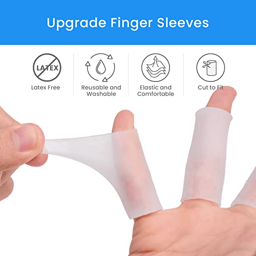 Image of 20 PCS Gel Finger Sleeve Protectors - Kimihome Silicone Finger Sleeves Cushions and Protects - Finger Cots Bandages Provide Relief for Finger Cracking, Corns, Blisters and Calluses Protect (Clear)