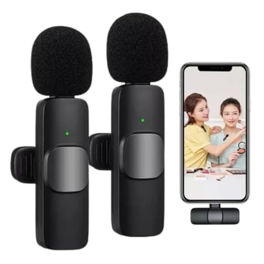 Microfone de Lapela Duplo Sem Fio Bluetooth USB-C Compatível com iPhone 15 Todos e Samsung (Microfone Lapela Duplo USB Tipo C)