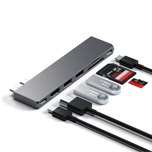 SATECHI 7 in 1 USB4 Pro Slim USB C Hub Fino a 6K a 60Hz, Ricarica PD da 100W, Trasferimento Dati Veloce, USB 3.2 Gen2, HDMI 4K, Lettori di Schede SD/MicroSD - per MacBook Air e Pro - Grigio Siderale - Hub USB - Immagine 6