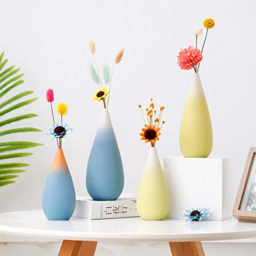 Vase en céramique bleu mat 21cm | Centre de table nordique - 6