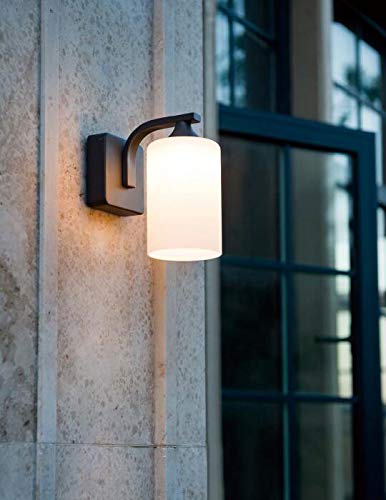 Outdoor Wall Lights, Anthracite Grey E27 Glass Lantern Outside Wall Lights Electric, IP44 Waterproof Aluminium Garden Wall Light Mains Powered for Patio, Terrace, Balcony, Porch, Garage - Image 6
