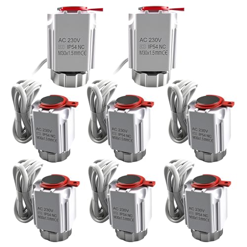Servomoteur pour chauffage au sol 230 V, VA80 Servomoteur pour chauffage au sol M30 x 1,5 mm NC fermé sans courant pour chauffage au sol et répartiteurs de circuit de chauffage (8)