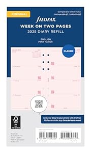Filofax 2025 Woche auf 2 Seiten Rosa Nachfüll-Inlay