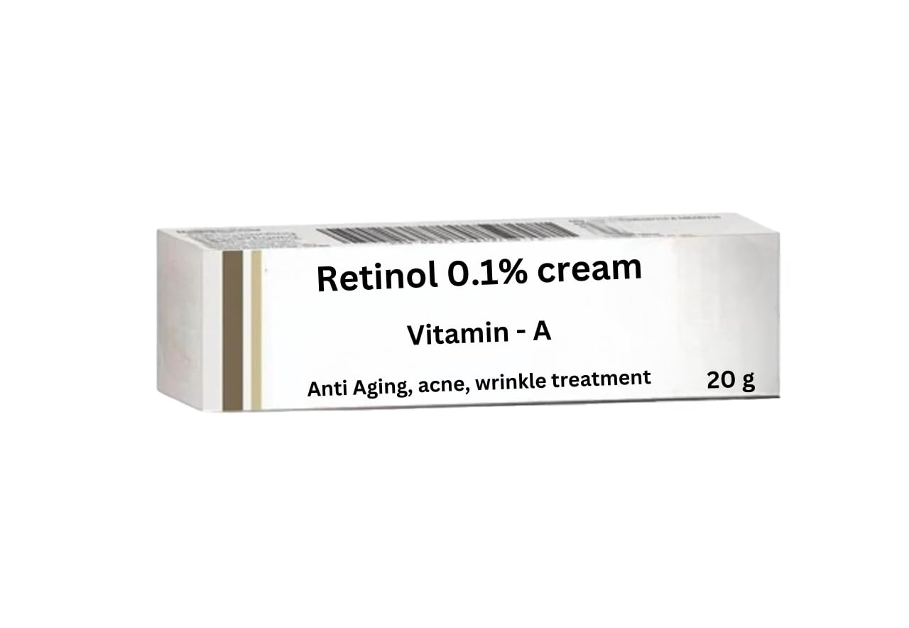 Retinol Cream 0.1 Vitamin A Repairs Fine Lines & Wrinkles, Scar Treatment, Age and Sun Spots, Anti-Aging Formula, 20g