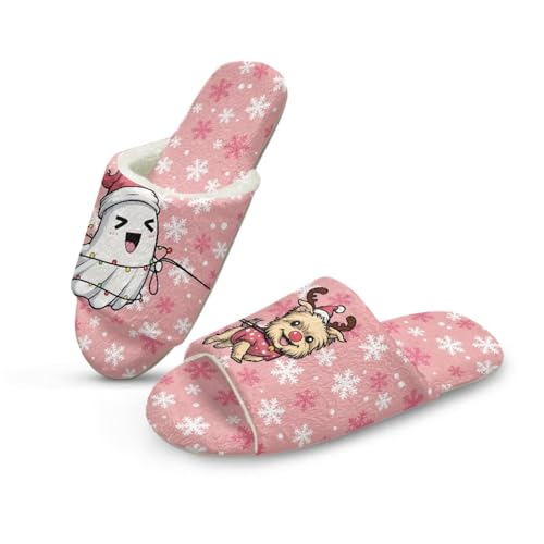 House Slippers for Women Size 3-13 Open Toe Slip On Slippers Womens Fuzzy Non Slip Winter Shoes for Indoor