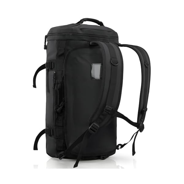 Haimont Duffle Backpack, Travel Duffel Bag with Shoes Compartment, Water-resistant Overnight Daybags for Men Women Daily Trip, Sports Gear, Gym, 45L, Black