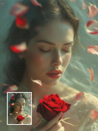 Diamond Painting Personalizado, Cuadro Diamantes Personalizado con Foto, DIY Diamond Painting Kit Completo, Pintar con Diamantes Personalizado para Manualidades, Regalos Personalizados 40x50cm L-326