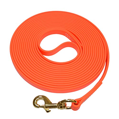 Biothane Waterproof All Weather Dog Leash with Brass Hardware - 5/8" x 33' (Orange)