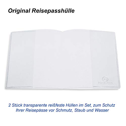 2 x Reisepasshülle für den NEUEN Reisepass (ab April 2017), dokumentenecht und transparent in reißfester Schutzhülle. Schützt Ihren Pass vor Wasser, Staub und Schmutz | Zwei Passport Holders im Set
