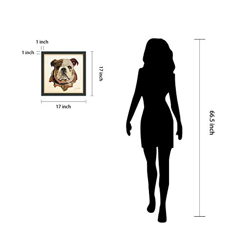 Empire Art Direct Dimensional Collage Framed Graphic Paper Under Glass Wall Art By Alex Zeng Ready To Hang, 17" X 17", English Bulldog Pup #TOP7