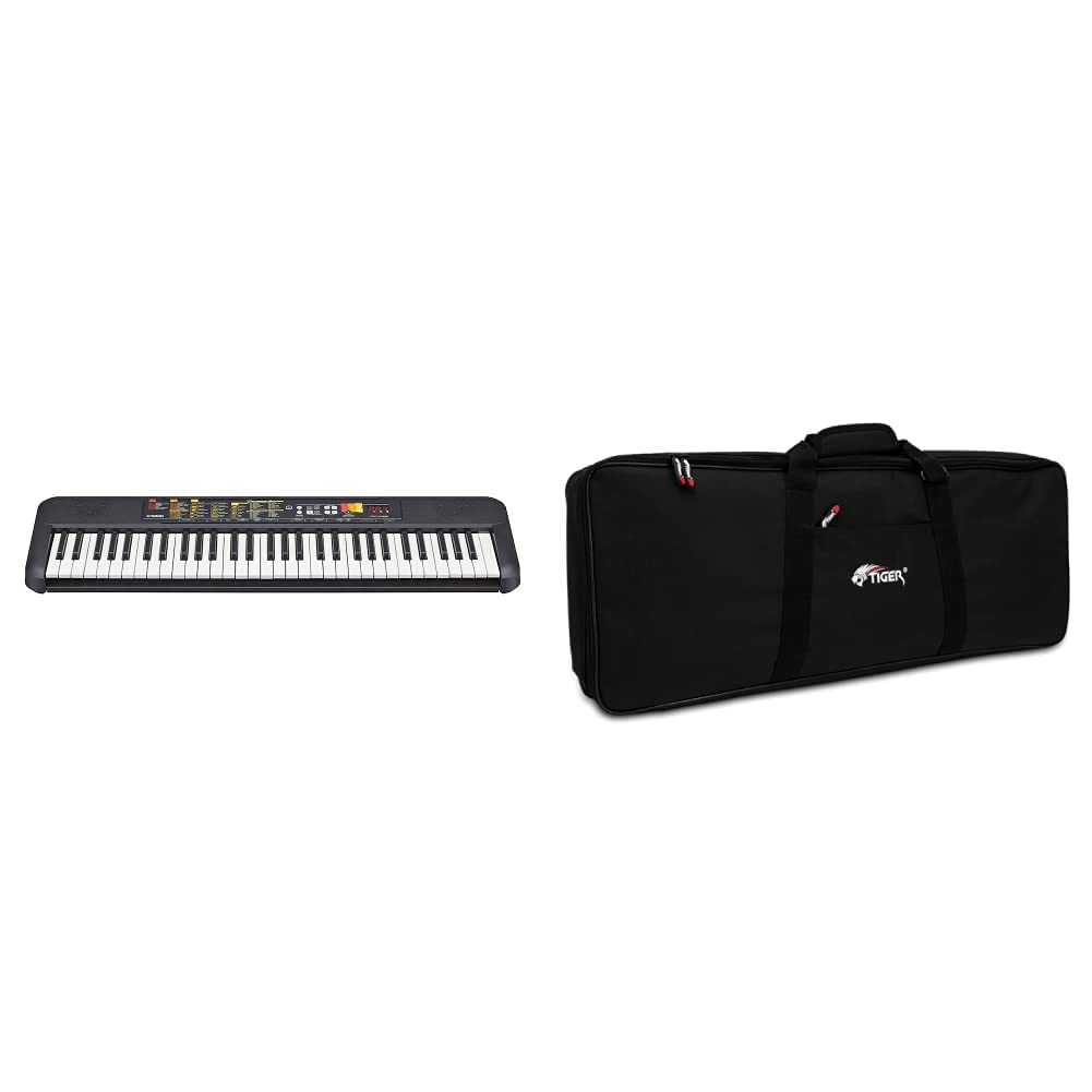 Yamaha Digital Keyboard PSR-F52, Tastiera Digitale Compatta per Principianti con 61 Tasti, 144 Voci Strumentali e 158 Stili di Accompagnamento & TIGER 61 Borsa per Tastiera, Tasti con Cinghie