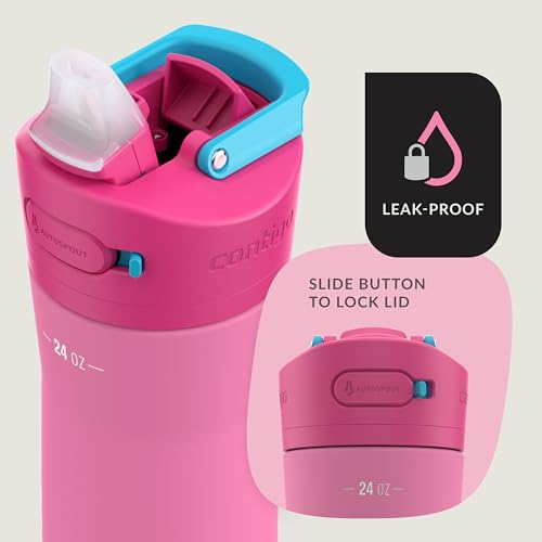 Image of Contigo Ashland Chill 2.0 Stainless Steel Water Bottle with AUTOSPOUT Lid, 24 oz, Azalea