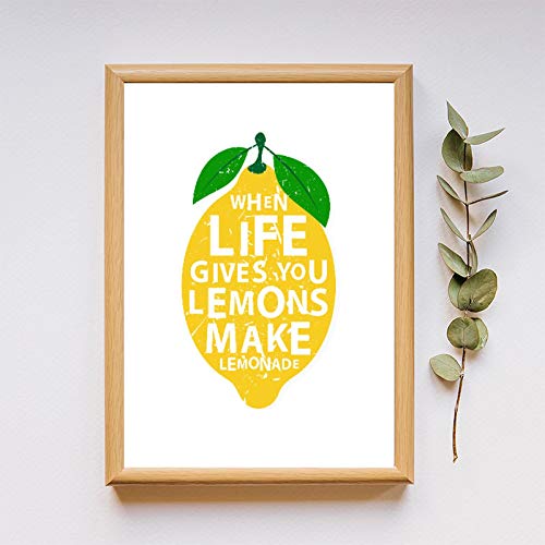 Toile cuisine citron affiche murale moderne 70x100cm et citations repas
