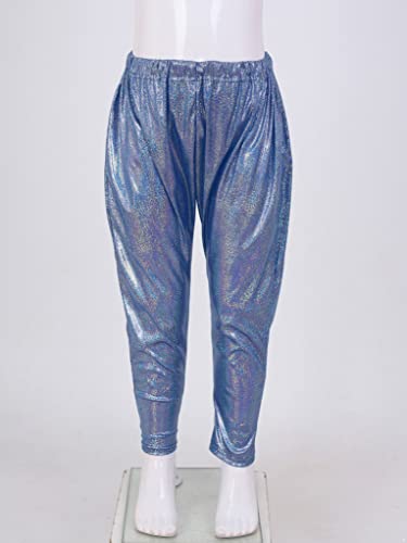 Kids Boys Girls Metallic Shiny Hip Hop Jazz Streetwear Baggy Pants Loose Fit Trousers for Stage Performance Show Royal Blue 11-12 Years3