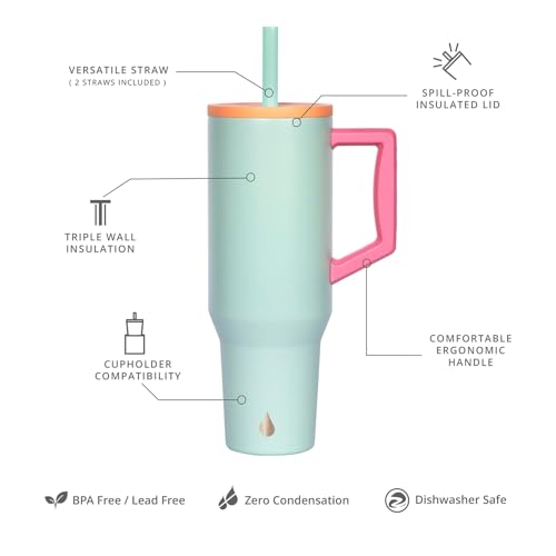 Image of Elemental Spill Proof 40oz Insulated Tumbler with Handle & Straw Travel Mug