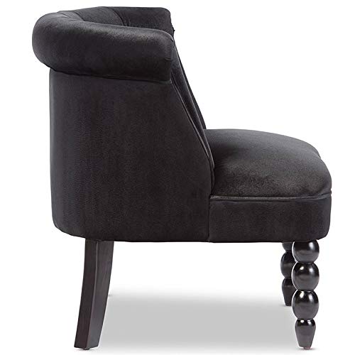 Baxton Studio Wholesale Interiors Flax Victorian Style Velvet Fabric Upholstered Vanity Accent Chair, Large, Black #TOP2