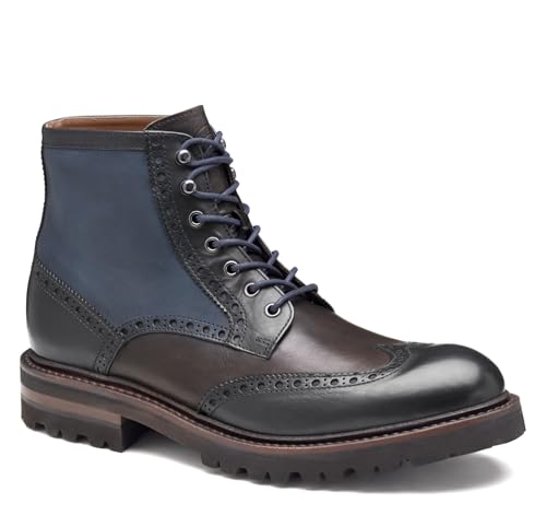 Johnston & Murphy Johnston & Murphy Men's Dudley Lug Wingtip Boot, Navy Multi Hand-Stained Calfskin, 9.5 M