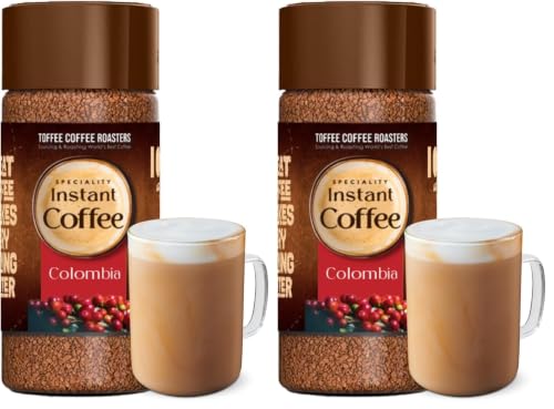 Image of Toffee Coffee Roasters Instant Coffee 50 gm, Columbia Instant Coffee | As Seen On Shark Tank | 100% Arabica Coffee Powder | Ready in Seconds | Microground Technology (Pack of 2)
