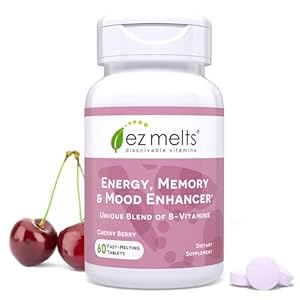 EZ Melts Dissolvable Energy, Memory and Mood Enhancer, Blend of B-Vitamins, Sugar-Free, 2-Month Supply – 1 Pack