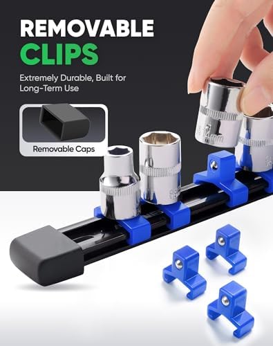 ALOANES 9PC Socket Organizer, Socket Rails Fit 1/2", 1/4" and 3/8" Drive - 3