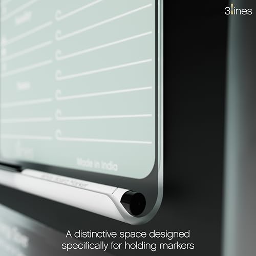 Image of 3 Lines ClearBite Acrylic Magnetic Meal Planner Board | Sleek & Durable | Includes Marker & Duster | 24x16 CM | Perfect for Meal Planning, Shopping Lists, Notes | Ideal for Home, Office | Cardamom
