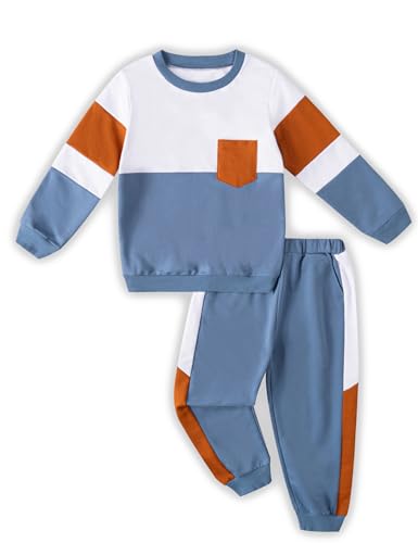 Image of Toddler Boy Clothes Long Sleeve Hoodie Sweatsuits Tops and Pants 2Pcs Boys Fall Winter Outfits Set