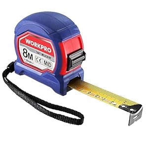 WORKPRO Cinta Metrica 8m x 25mm, Metro Profesional, Flexometro 8 Metros, Cinta MÃ©trica con Clip de CinturÃ³n