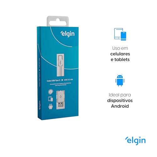 Cabo USB Tipo C Elgin 1 metro Branco
