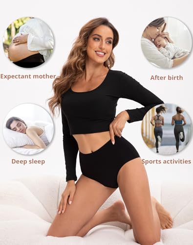 Image of INNERSY Womens Underwear Cotton Briefs Postpartum High Waisted Panties 5 Pack