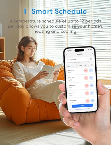 Image of meross Smart Thermostat for Home, WiFi Thermostat Works with Matter, Alexa, Apple Home, Google Assistant, App & Voice Control, 7x24h Scheduling, Energy Saving, C-Wire Required