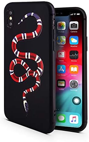 Case for iPhone X | Red Snake Designer | Durable Flexible Protective Cover/Bumper/Skin/Cushion (Compatible only with The 4.7” iPhone 10) (Red)
